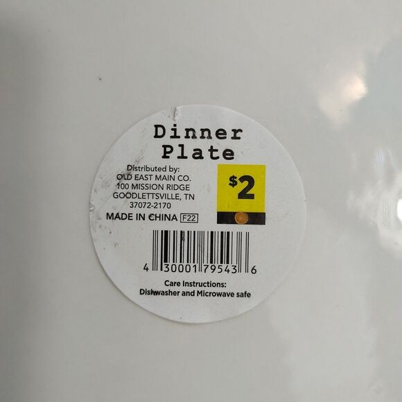 Old East Main Company Black White Plaid Dinner Plate Round Ceramic Two-Tone - Picture 5 of 5